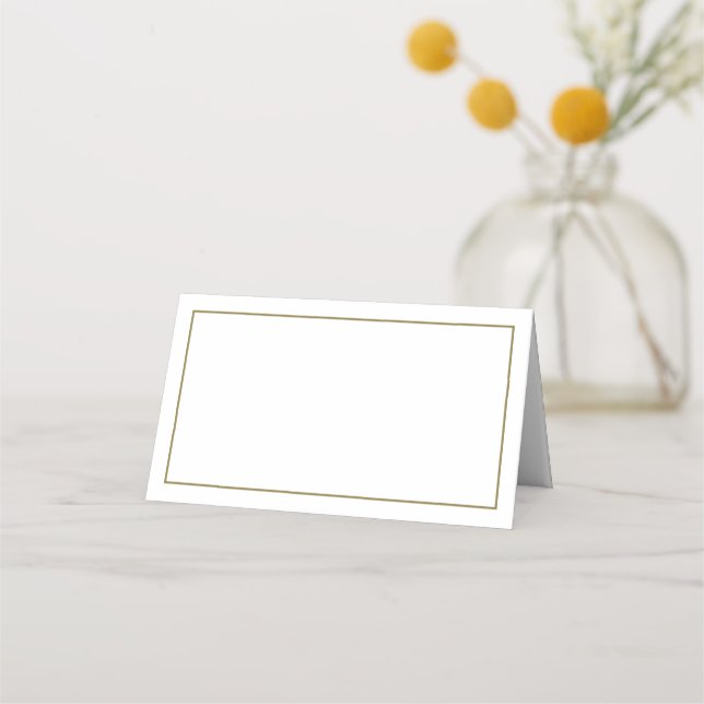 Minimalistische White and Gold Wedding Platzkarte (Vorderseite)