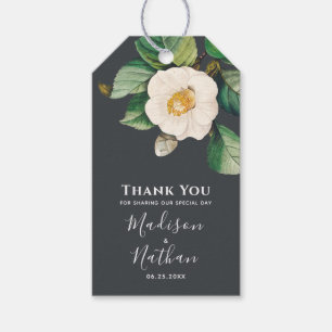 Minimalistische White Japanese Camellia Wedding Geschenkanhänger