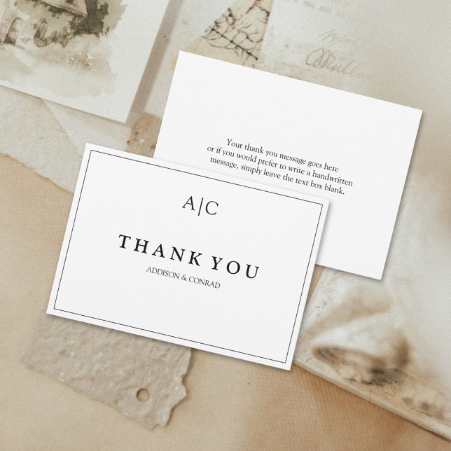 Minimalistische White Monogram Wedding Dankeschön  Dankeskarte (Von Creator hochgeladen)