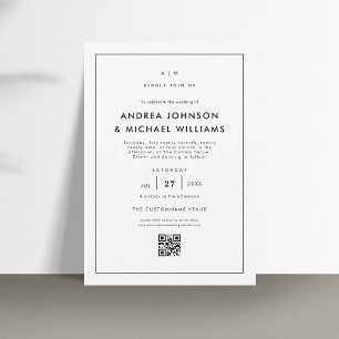 Minimalistische White QR Code Hochzeit Einladung