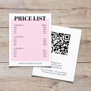 Minimalistische White Rose QR-Code Salon-Preislist Flyer