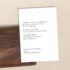 Minimalistische White-Schreibwriter-Hochzeit Einladung