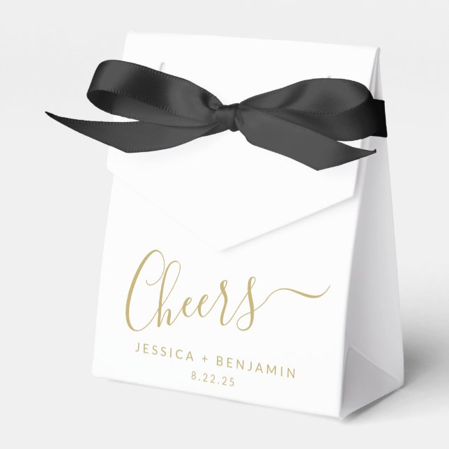 Minimalistische White und Gold Custom Wedding Geschenkschachtel (Vorderseite)