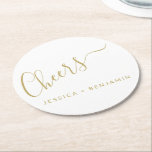 Minimalistische White und Gold Custom Wedding Runder Pappuntersetzer<br><div class="desc">Personalisierter Chef Minimalistischer White and Gold Wedding Paper Untersetzer</div>