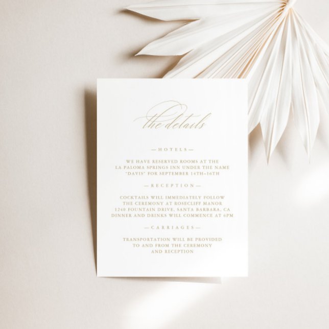 Minimalistische White Wedding Details Eintrittskar Einladung (Minimalist White Wedding Details Enclosure Card)