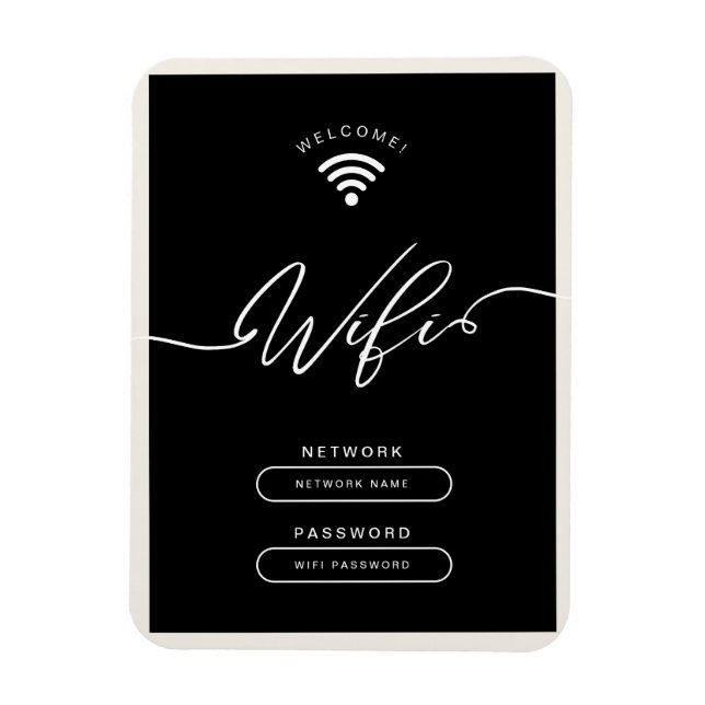 Minimalistische Wifi-Zone in Schwarz und Beige Magnet (Vertikal)