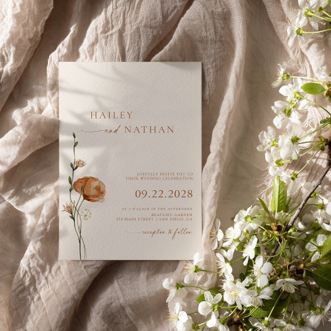 Minimalistische Wildblume Bohemisch Hochzeit Einladung (Von Creator hochgeladen)