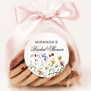 Minimalistische Wildblume Brautparty Return Runder Aufkleber