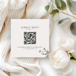 Minimalistische Wildblume Hochzeiten Website QR Co Mitteilungskarte