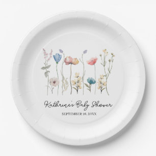 Minimalistische Wildblume mit langem Stiel Pappteller