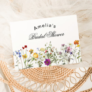 Minimalistische Wildblumen-Brautparty Dankeskarte