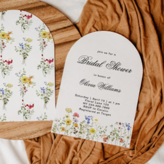 Minimalistische Wildblumen-Brautparty Einladung