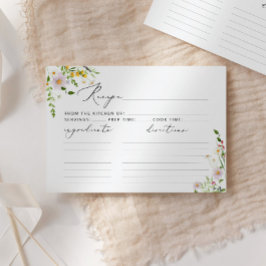Minimalistische Wildblumen Brautparty Rezept-Karte Einladung