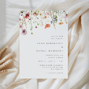 Minimalistische Wildblumen-Hochzeit Einladung