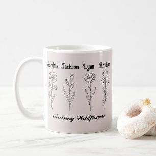 Minimalistische Wildblumen-Kinder-Namen-Andenken定制 Kaffeetasse