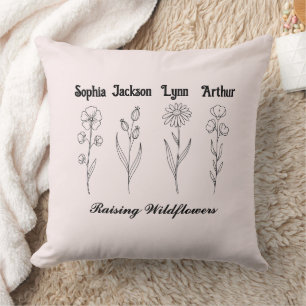Minimalistische Wildblumen-Kinder-Namen-Andenken定制 Kissen