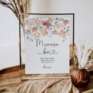 Minimalistische Wildblumen Mimosa Bar Poster