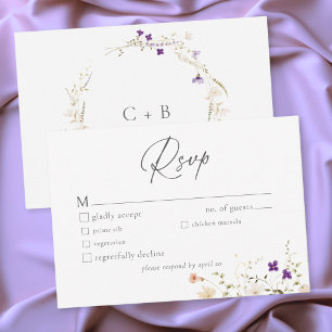 Minimalistische Wildblumen Romantische Botanische  RSVP Karte