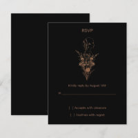 Minimalistische Wildblumen-Roségold-RSVP-Karte