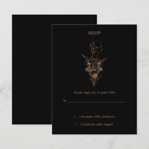 Minimalistische Wildblumen-Roségold-RSVP-Karte RSVP Karte