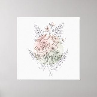 Minimalistische Wildrosen-Linienkunst Botanisches Leinwanddruck