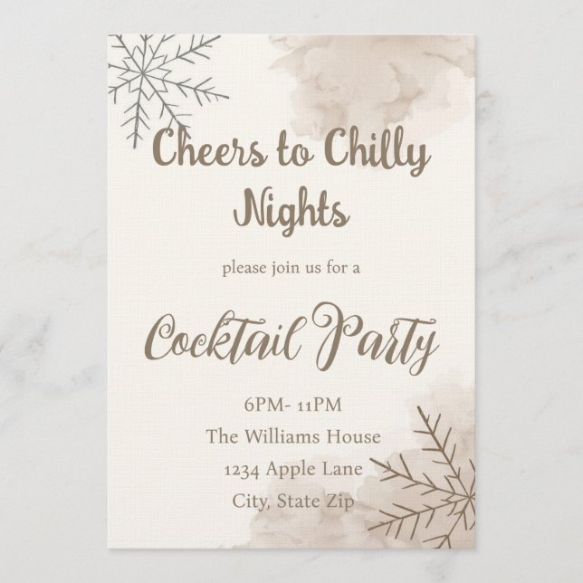 Minimalistische Winter-Cocktailparty-Einladung Einladung (Vorderseite)