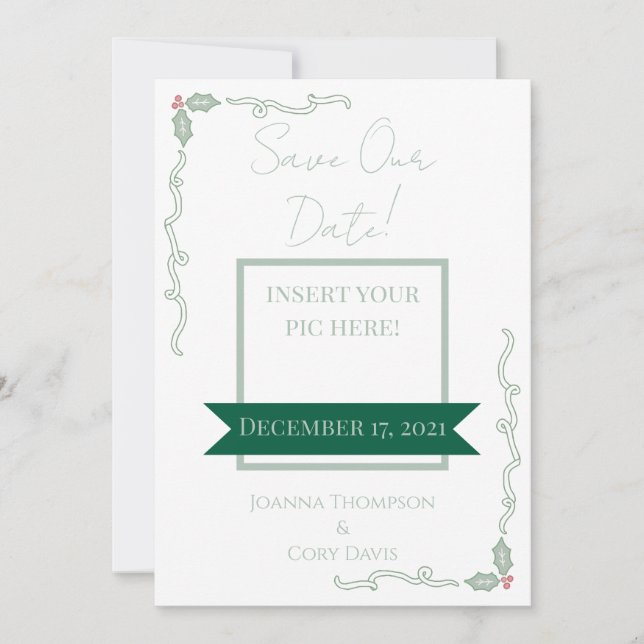 Minimalistische Winter-Themen-Save-The-Dates (Vorderseite)