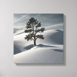 Minimalistische Winterlandschaft mit einsamen Kief Leinwanddruck