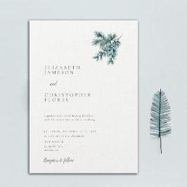 Minimalistische Winterpine Botanische Hochzeit Einladung