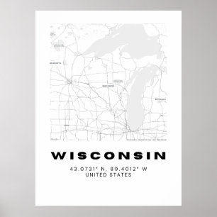 Minimalistische Wisconsin Karte Poster