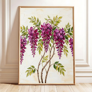 Minimalistische Wisteria-Leinwandkunst, Fertig zum Poster