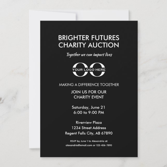 Minimalistische Wohltätigkeit Event Print und Digi Einladung (Vorderseite)