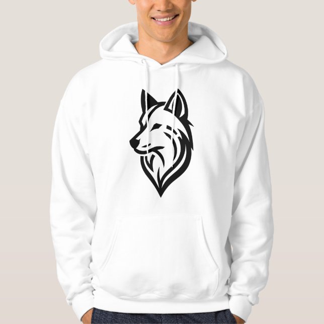 Minimalistische Wolf Face-Silhouette Hoodie (Vorderseite)
