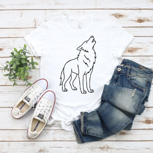 Minimalistische Wolf-Linienkunst – Heulende Wildti T-Shirt