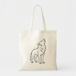 Minimalistische Wolf-Linienkunst – Heulende Wildti Tragetasche
