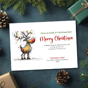 Minimalistische wunderliche Rentiere Weihnachtsgrü Feiertagskarte