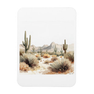 Minimalistische Wüsten-Saguaro-Kakteen-Aquarell-Ku Magnet