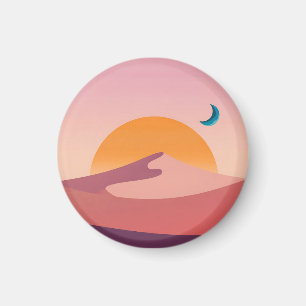 Minimalistische Wüsten-Sonnenuntergangs-Mond-Lands Magnet