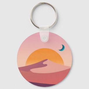 Minimalistische Wüsten-Sonnenuntergangs-Mond-Lands Schlüsselanhänger