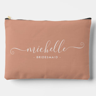 Minimalistische Wüstenkoralle Personalisiert Bride Zubehörtasche