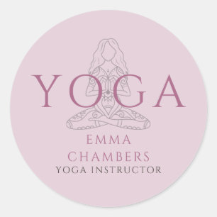 Minimalistische Yoga-Lehrerin Lotus-Pose-Illustrat Runder Aufkleber