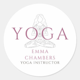 Minimalistische Yoga-Lehrerin Lotus-Pose-Illustrat Runder Aufkleber
