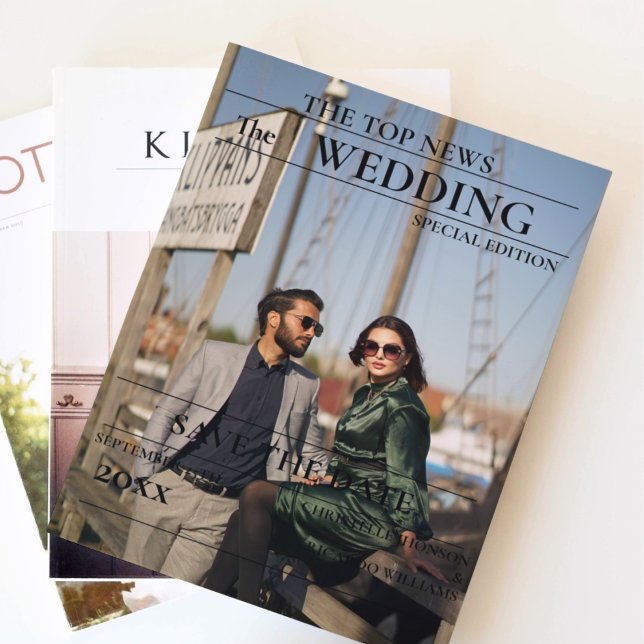 Minimalistische Zeitung Hochzeit speichern das Dat Einladung (Von Creator hochgeladen)