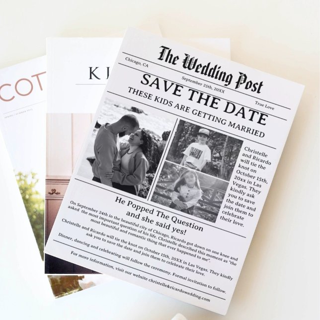 Minimalistische Zeitung Hochzeit speichern das Dat Einladung (Von Creator hochgeladen)