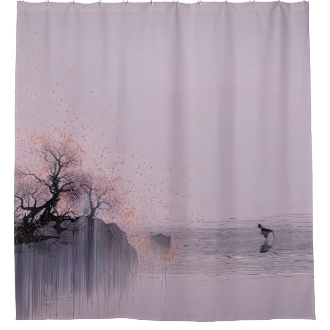 Minimalistische Zen-Landschaft Duschvorhang (Vorderseite)