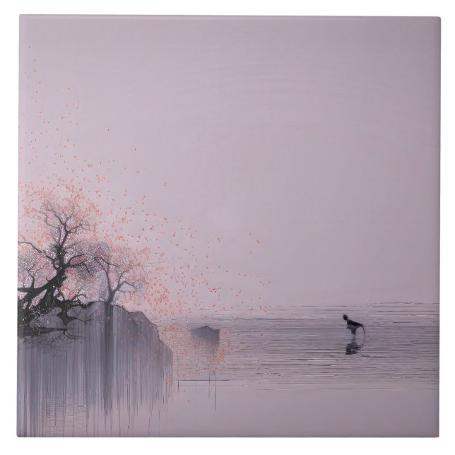 Minimalistische Zen-Landschaft Fliese (Vorderseite)