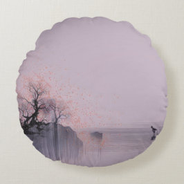 Minimalistische Zen-Landschaft Rundes Kissen