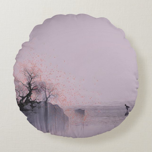 Minimalistische Zen-Landschaft Rundes Kissen (Vorderseite)