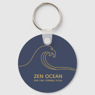 Minimalistische Zen-Welle Abstrakte Ozeanlinie Schlüsselanhänger