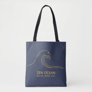 Minimalistische Zen-Welle - Abstrakte Ozeanlinie Tasche
